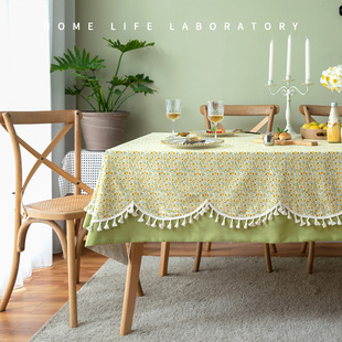 美式田园风小碎花桌布棉麻长方形餐桌布艺米娅公园小清新台布温馨