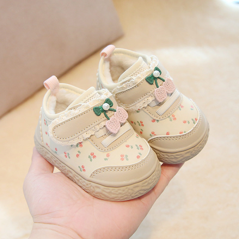 婴儿冬季棉鞋0-1岁小公主软底一阶段学步鞋女宝宝加绒外出保暖鞋