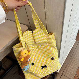 大容量米菲帆布包2025新款卡通可爱兔子腋下单肩包通勤手提托特包