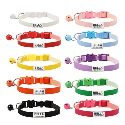 Personalized Quick Release Cat Collar Soft PU Leather ID nam