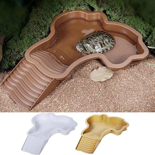 Reptile Bathing Pool with Ramp Turtle Soaking Tub Slip Proof