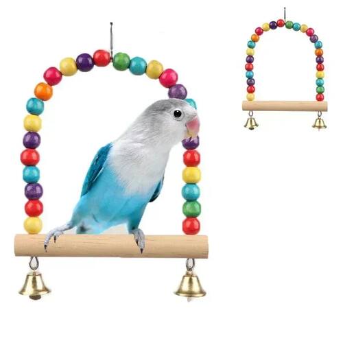Pet Toy Bird Swing Toys Parrot Wooden Swing Stand Pet Suppli