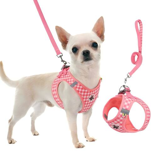 Pet Pink Vest-Style Harness, Small Dog Leash, Anti-Breakaway