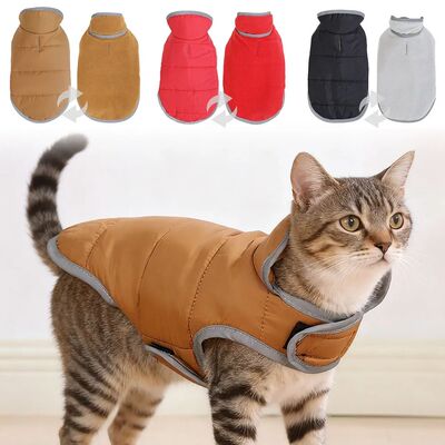 Fleece Warm Pet Clothes For Winter Reversible Cat Jacket Wit