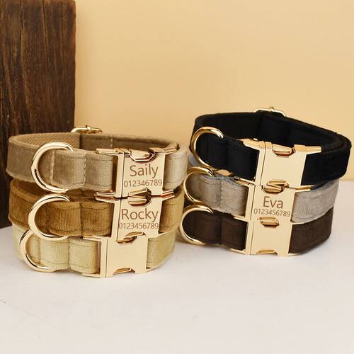 Personalized Dog Collar Harness Leash Set Custom, Logo Detac