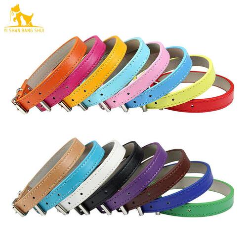 Soft Leather Solid Dog Collar Puppy Neck Strap Safe Collars
