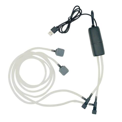 Aquarium USB Oxygen Air Pump Fish Tank Portable Dual-hole Si