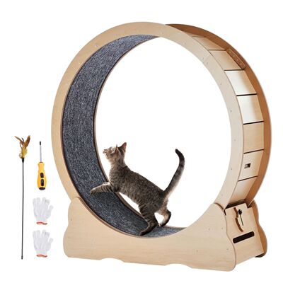 SucceBuy Wooden Cat Exercise Wheel Large Cat Treadmill Wheel