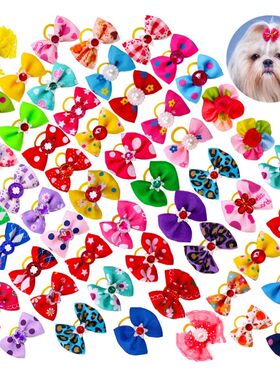 10pcs Flower Dog Hair Bow Red Style Valentine's Day Decorate