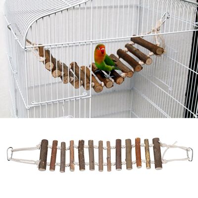 Parrot Natural Rope Wood Ladder Swing Toy Hanging Climbing B