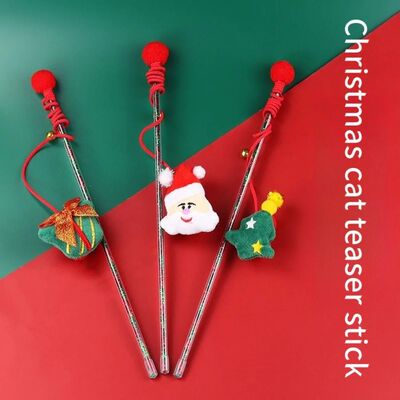 Cat Toys Cats Teasing Sticks Christmas Cute Cat Stick Santa
