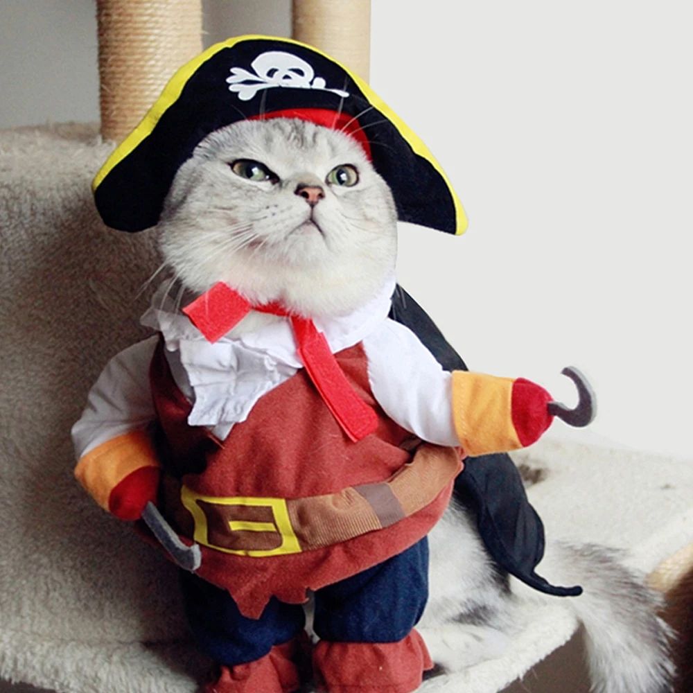 Halloween Funny Pirate Cat Dog Costume For Small Medium Dogs
