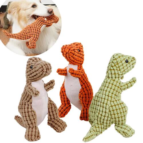 Soft Plush Squeaky Dog Toys Cartoon Cute Dinosaur Pets Cat T