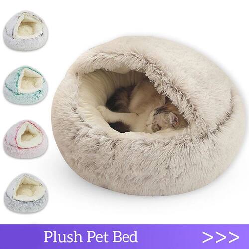 Cat Bed Pet Mattress Warm Soft Plush Pet Bed with Cover Roun