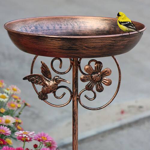 1PC Garden Metal Bird Bath/Feeder, Detachable Cast Iron Deco