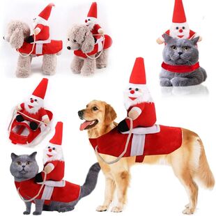 Pet Christmas Costume Riding Horse Santa Dogs Vest Coat Clot