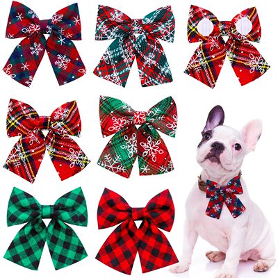 2PCS Movable Winter Dog Collars With Elastic Bands Christmas