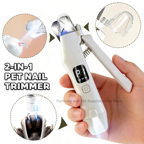 2 IN 1 Electric Pet Nail Trimmer with LED Lights Pet Nail Gr