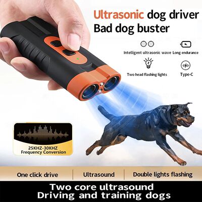 2025 Dual Head Ultrasonic Dog Repeller USB Rechargeable Dog