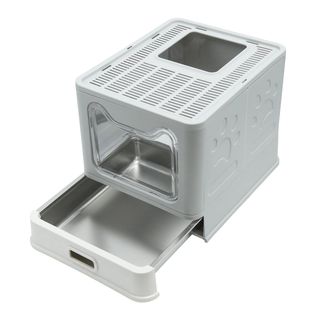 Bingopaw Box Front Entry Litter Lid Cat Steel Stainless with