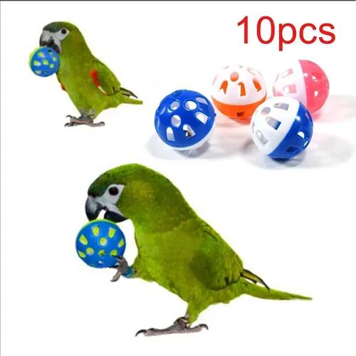 Pet Parrot Toy Colorful Hollow Rolling Bell Ball 10pcs Small