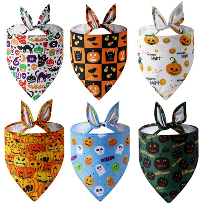 Triangle Towel Halloween Saliva Towel Single-layer Scarf Dog