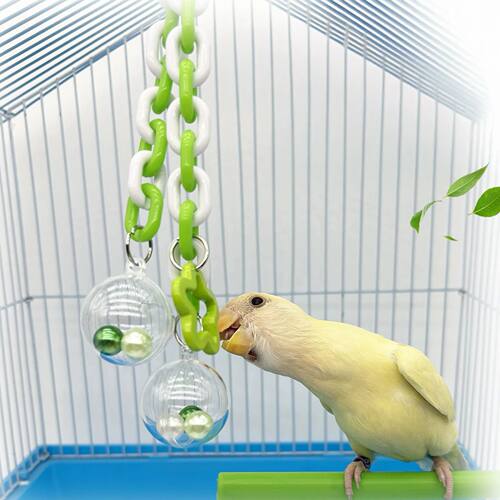 Parrot Toy With Colorful Bead Hanging Ball Transparent Chewa