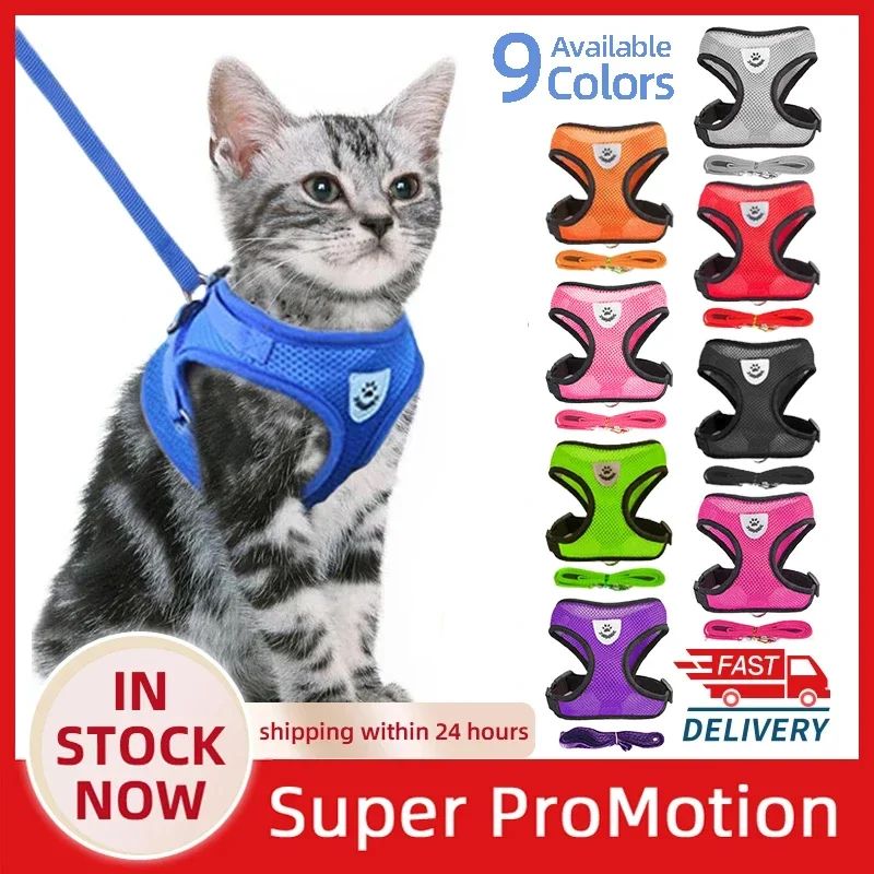 Cat Harness Vest Walking Lead Leash For Puppy Dogs Collar Po