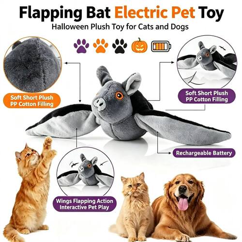 Flying Bat Halloween Cat Toy Interactive Cat Toys Rechargeab