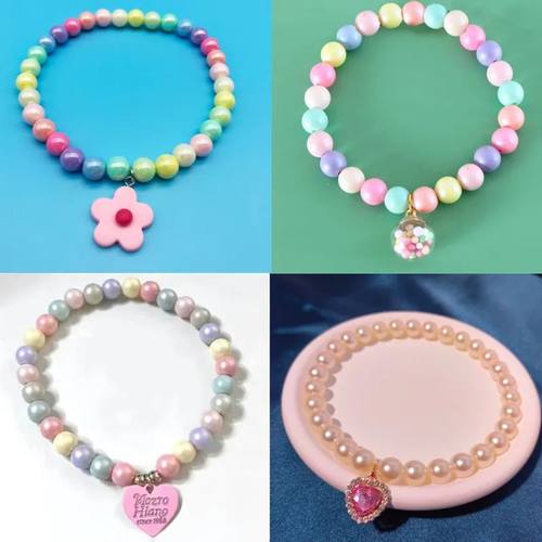 Dog Cat Pearls Necklace Collar with Bling Heart Charm Pet Do
