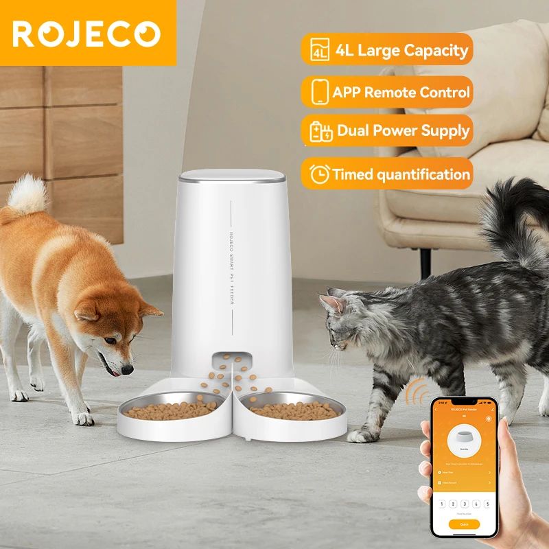 Automatic Dog Feeder Smart Dog Food Kibble Dispenser Remote