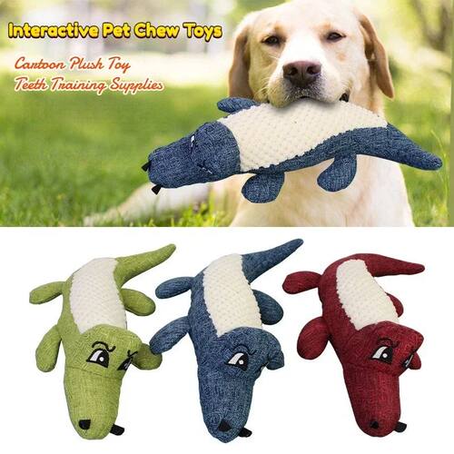 Pet Chew Toys Interactive Cartoon Animal Plush Alligator Sha
