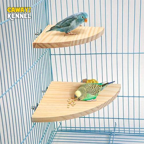 Fan-shaped Bird Parrot Wooden Stand Rack Bird Cage Accessori
