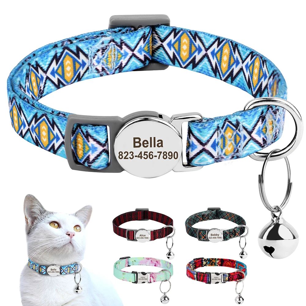 Personalized Printed Cat Collar Kitten Puppy Collars With Fr