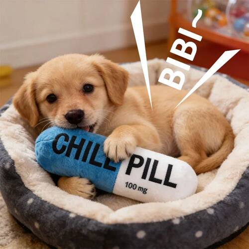 Pet Pill Indestructible Plush Capsule Dog Play Toy With Sque