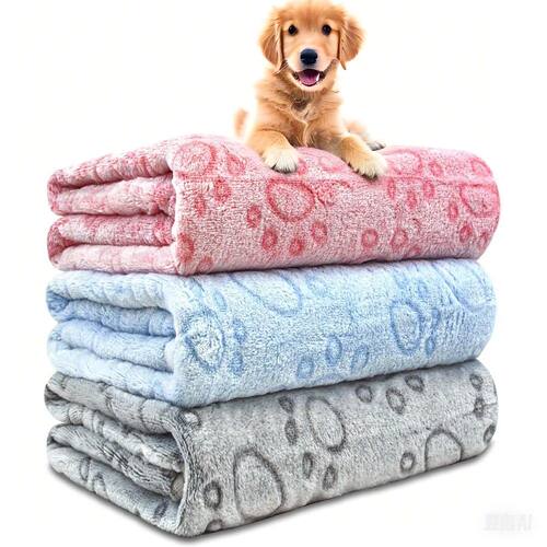 1pcs Ultra-Soft Paw Print Dog Blankets - Machine Washable, C