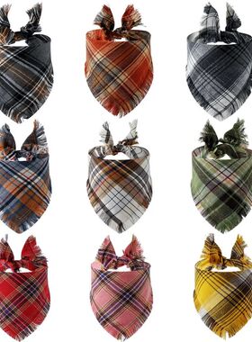 Dog Bandana Plaid Tassel Bandana Collar Pet Dog Triangle Sca