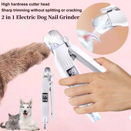 2 in 1 Electric Pet Nail Trimmer with LED Lights Pet Nail Gr