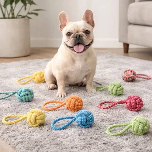 1 Heavy-Duty Braided Rope Dog Chew Toy | Textured Handle, In