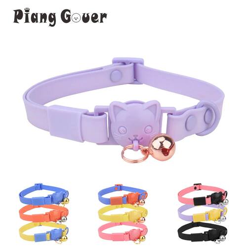 Pet Cat Collar Necklace With Small Bell PVC Waterproof Kitte