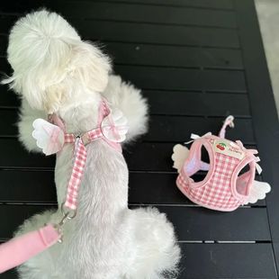Breathable Strawberry Pattern Cat Dog Harness Collar Escape