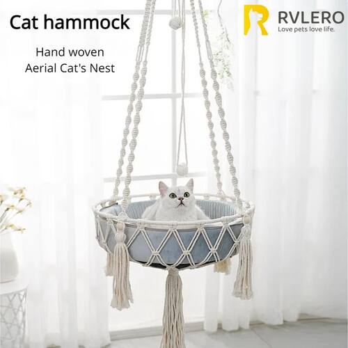 Winter Pet Hammock Cat Swing Hand Woven Cotton Rope Cats Han