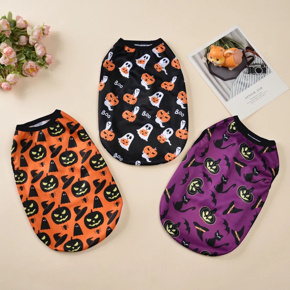 Pumpkin Print Dog Clothes For Small Dogs Cats Halloween Part