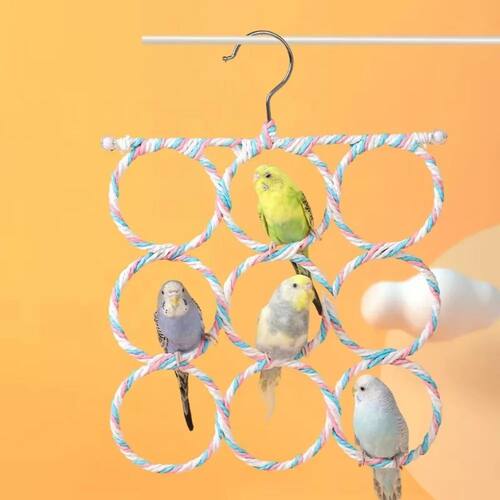 Parrot Toys Woven Cotton Rope Swing,Pet Bird Climbing Toy,Co