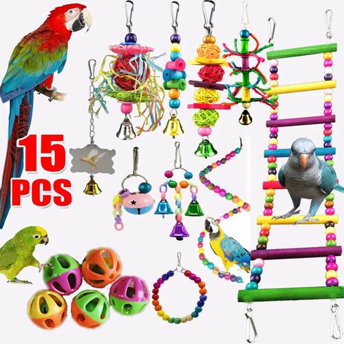 Combination Bird Toys Set Swing Chewing Training Toys Small