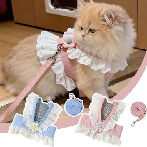 Cute Princess Style Cat Harness and Leash Sets Vest for Smal