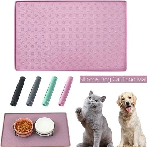 Silicone Pet Placemat Waterproof Non-Slip Dog Cat Drinking F