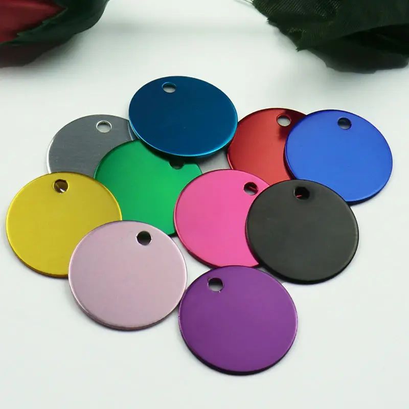 100Pcs Round Tags Dog Pet Id Tags Aluminum Anodizing NamePla