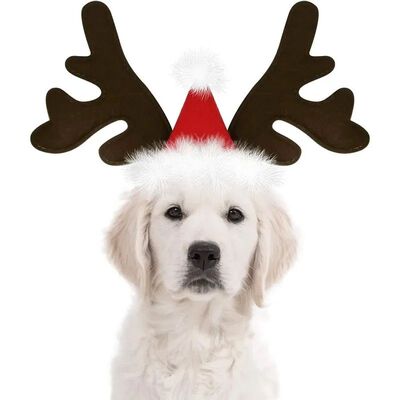 Christmas Dog Supplies Elk Reindeer Antlers Headband Santa H