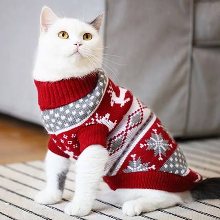 Christmas Cat Dog Sweater Pullover Winter Dog Clothes for Sm